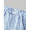 image:imageMakeMeChic Womens Striped Shorts Lace Trim Bow Knot Elastic Waist Wide Leg Summer ShortsBlue