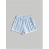 image:imageMakeMeChic Womens Striped Shorts Lace Trim Bow Knot Elastic Waist Wide Leg Summer ShortsBlue