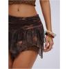 image:imageMakeMeChic Womens Summer Boho Mini Shorts Paisley Print Low Rise Ruched Ruffle Tiered Micro Skirt ShortsMulticolor