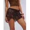 image:imageMakeMeChic Womens Summer Boho Mini Shorts Paisley Print Low Rise Ruched Ruffle Tiered Micro Skirt ShortsMulticolor