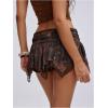 image:imageMakeMeChic Womens Summer Boho Mini Shorts Paisley Print Low Rise Ruched Ruffle Tiered Micro Skirt ShortsMulticolor