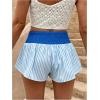 image:imageMakeMeChic Womens Summer Casual Striped Wide Leg Shorts Elastic Waist Color Block Shirred Vacation ShortsLight Blue