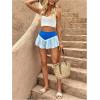 image:imageMakeMeChic Womens Summer Casual Striped Wide Leg Shorts Elastic Waist Color Block Shirred Vacation ShortsLight Blue