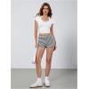 image:imageMakeMeChic Womens Summer Crochet Shorts Striped Knit Pajama Micro Mini Shorts Lounge BottomsBlack and White