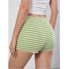 image:imageMakeMeChic Womens Summer Crochet Shorts Striped Knit Pajama Micro Mini Shorts Lounge BottomsGreen