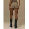 image:imageMakeMeChic Womens Summer Crochet Shorts Striped Knit Pajama Micro Mini Shorts Lounge BottomsKhaki