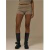 image:imageMakeMeChic Womens Summer Crochet Shorts Striped Knit Pajama Micro Mini Shorts Lounge BottomsKhaki
