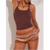 image:imageMakeMeChic Womens Summer Crochet Shorts Striped Knit Pajama Micro Mini Shorts Lounge BottomsMulticolor D