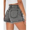 image:imageMakeMeChic Womens Summer Denim Shorts Star Distressed Trim Straight Leg High Waist Jean ShortsGrey