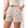 image:imageMakeMeChic Womens Summer Dressy Casual Shorts Plaid Elastic High Waisted Tailored Shorts Work Wide Leg Mini ShortsApricot Embroidery