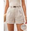 image:imageMakeMeChic Womens Summer Dressy Casual Shorts Plaid Elastic High Waisted Tailored Shorts Work Wide Leg Mini ShortsApricot Embroidery