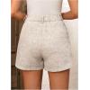 image:imageMakeMeChic Womens Summer Dressy Casual Shorts Plaid Elastic High Waisted Tailored Shorts Work Wide Leg Mini ShortsApricot Solid