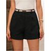 image:imageMakeMeChic Womens Summer Dressy Casual Shorts Plaid Elastic High Waisted Tailored Shorts Work Wide Leg Mini ShortsBlack Solid