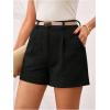 image:imageMakeMeChic Womens Summer Dressy Casual Shorts Plaid Elastic High Waisted Tailored Shorts Work Wide Leg Mini ShortsBlack Solid