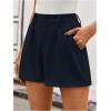 image:imageMakeMeChic Womens Summer Dressy Casual Shorts Plaid Elastic High Waisted Tailored Shorts Work Wide Leg Mini ShortsBlue