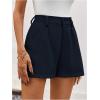image:imageMakeMeChic Womens Summer Dressy Casual Shorts Plaid Elastic High Waisted Tailored Shorts Work Wide Leg Mini ShortsBlue