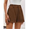 image:imageMakeMeChic Womens Summer Dressy Casual Shorts Plaid Elastic High Waisted Tailored Shorts Work Wide Leg Mini ShortsCoffee Brown
