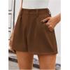 image:imageMakeMeChic Womens Summer Dressy Casual Shorts Plaid Elastic High Waisted Tailored Shorts Work Wide Leg Mini ShortsCoffee Brown
