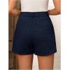 image:imageMakeMeChic Womens Summer Dressy Casual Shorts Plaid Elastic High Waisted Tailored Shorts Work Wide Leg Mini ShortsDark Blue