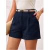 image:imageMakeMeChic Womens Summer Dressy Casual Shorts Plaid Elastic High Waisted Tailored Shorts Work Wide Leg Mini ShortsDark Blue