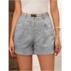 image:imageMakeMeChic Womens Summer Dressy Casual Shorts Plaid Elastic High Waisted Tailored Shorts Work Wide Leg Mini ShortsGrey Solid