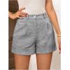 image:imageMakeMeChic Womens Summer Dressy Casual Shorts Plaid Elastic High Waisted Tailored Shorts Work Wide Leg Mini ShortsGrey Solid