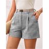 image:imageMakeMeChic Womens Summer Dressy Casual Shorts Plaid Elastic High Waisted Tailored Shorts Work Wide Leg Mini ShortsGrey Solid
