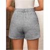 image:imageMakeMeChic Womens Summer Dressy Casual Shorts Plaid Elastic High Waisted Tailored Shorts Work Wide Leg Mini ShortsGrey Solid