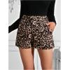 image:imageMakeMeChic Womens Summer Dressy Casual Shorts Plaid Elastic High Waisted Tailored Shorts Work Wide Leg Mini ShortsKhaki a