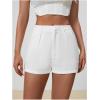 image:imageMakeMeChic Womens Summer Dressy Casual Shorts Plaid Elastic High Waisted Tailored Shorts Work Wide Leg Mini ShortsWhite