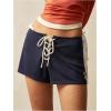 image:imageMakeMeChic Womens Summer Lace Up Color Block Mini Shorts Tie Front Wide Leg Street ShortsBlue White Red