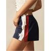 image:imageMakeMeChic Womens Summer Lace Up Color Block Mini Shorts Tie Front Wide Leg Street ShortsBlue White Red