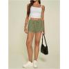 image:imageMakeMeChic Womens Summer Linen Shorts Wide Leg Drawstring Beach Shorts LoungewearArmy Green
