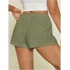image:imageMakeMeChic Womens Summer Linen Shorts Wide Leg Drawstring Beach Shorts LoungewearArmy Green