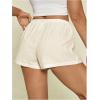 image:imageMakeMeChic Womens Summer Linen Shorts Wide Leg Drawstring Beach Shorts LoungewearBeige