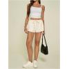 image:imageMakeMeChic Womens Summer Linen Shorts Wide Leg Drawstring Beach Shorts LoungewearBeige