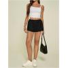 image:imageMakeMeChic Womens Summer Linen Shorts Wide Leg Drawstring Beach Shorts LoungewearBlack