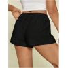 image:imageMakeMeChic Womens Summer Linen Shorts Wide Leg Drawstring Beach Shorts LoungewearBlack