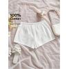 image:imageMakeMeChic Womens Summer Linen Shorts Wide Leg Drawstring Beach Shorts LoungewearWhite
