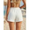 image:imageMakeMeChic Womens Summer Linen Shorts Wide Leg Drawstring Beach Shorts LoungewearWhite