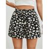 image:imageMakeMeChic Womens Summer Shorts Casual Daisy Floral Wide Leg High Waist Petite Mini ShortsBlack