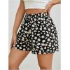 image:imageMakeMeChic Womens Summer Shorts Casual Daisy Floral Wide Leg High Waist Petite Mini ShortsBlack
