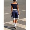 image:imageMakeMeChic Womens Summer Shorts Y2K Baggy High Waisted Bermuda Shorts Letter Printed ShortMulticolor