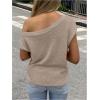 image:imageMakeMeChic Womens Summer Swimsuit Coverup Off The Shoulder Tops Knit Vacation Beach Cover UpsBeige