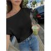 image:imageMakeMeChic Womens Summer Swimsuit Coverup Off The Shoulder Tops Knit Vacation Beach Cover UpsBlack