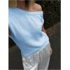 image:imageMakeMeChic Womens Summer Swimsuit Coverup Off The Shoulder Tops Knit Vacation Beach Cover UpsBlue