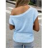 image:imageMakeMeChic Womens Summer Swimsuit Coverup Off The Shoulder Tops Knit Vacation Beach Cover UpsBlue