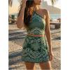 image:imageMakeMeChic Womens Summer Tropical Print High Waisted Shorts Wide Leg Boho Vacation SkortsBoho Green