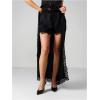 image:imageMakeMeChic Womens Summer Y2K Floral Lace Mini Shorts Satin Drawstring Wide Leg Micro ShortsBlack