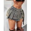 image:imageMakeMeChic Womens Summer Y2K Wrap Denim Shorts Raw Trim Straight Leg Jean Shorts StreetwearLight Wash
